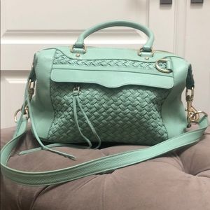Rebecca Minkoff mint green woven handbag